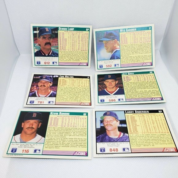 Vintage 1991 Red Sox Baseball Card Bundle - Lot of 6 Score Original Card - Picture 2 of 8